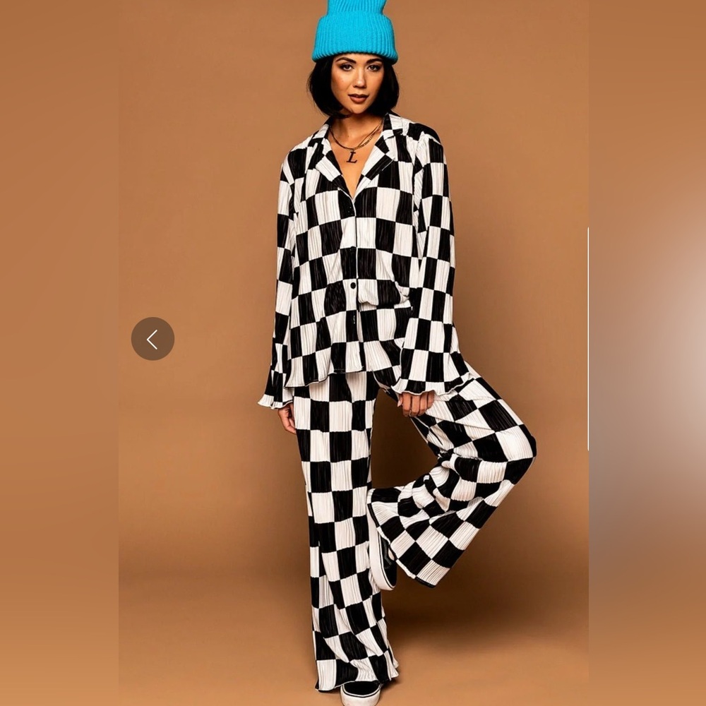 Dressed in LALA checkered plisse set